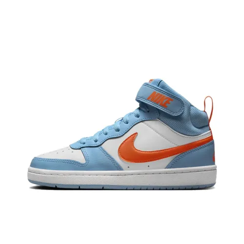 Nike Court Borough 2 Slip Resistant Abrasion Resistant MID Топ Детские Скейтбординги Синий Белый Оранжевый
