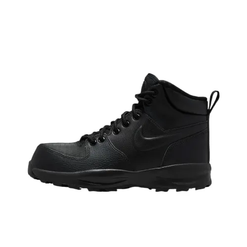 Nike Manoa Детские кожаные сапоги High Top Черные для школьного возраста