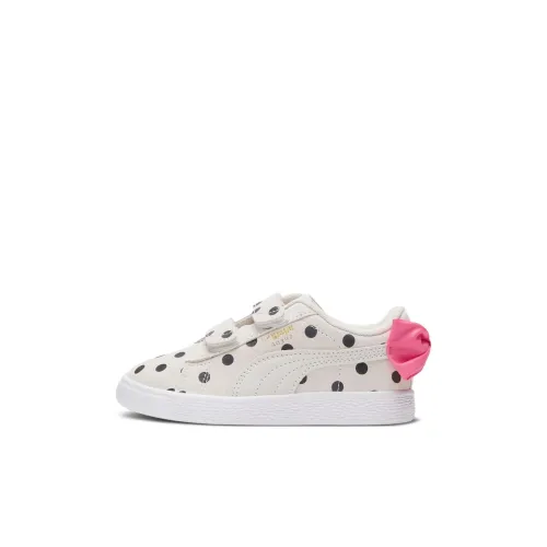 PUMA Suede Series Детские Скейтбординги Низкие Топы Бежевый/Черный/Розовый Для Детей дошкольного возраста