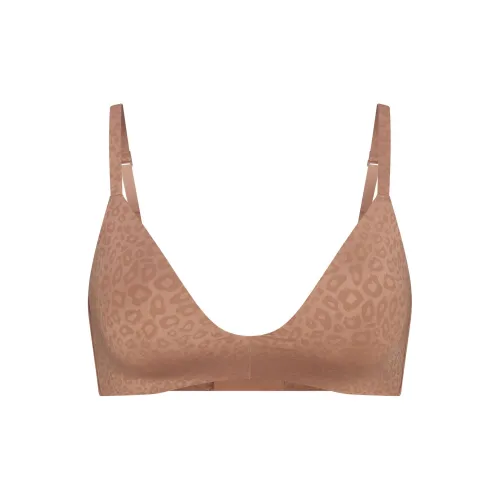 SKIMS FW24 Беспроводной FORM T Рубашка Demi Бюстгальтер Женские 1 Пачка Sienna Микро Леопардовый принт Натуральный Микро Леопардовый принт