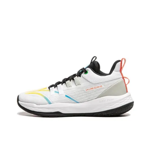 LINING YOUNG Dragon Fist V3 Устойчивый к истиранию Отскок Легкий Амортизация Низкий Топ Детские Баскетбольные Кроссовки Белый