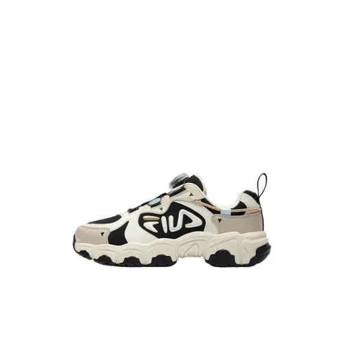 FILA KIDS FILA Кошачья лапа Противоскользящие Устойчивые к истиранию Низкий Топ Беговые кроссовки Черный Детский