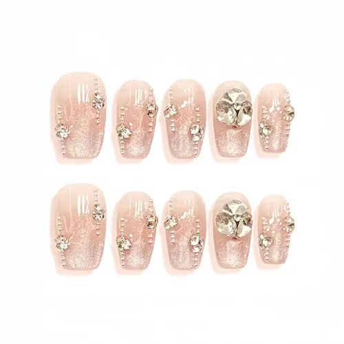 COLLEEN Elegance Collection Urban Bustle False Nail Short LADDER Nude Blush Stain Coquette 20mm 10 шт