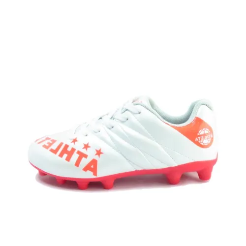 ATHLETA Противоскользящие анти-KICK низкие футбольные бутсы для детей белые и красные для подростков