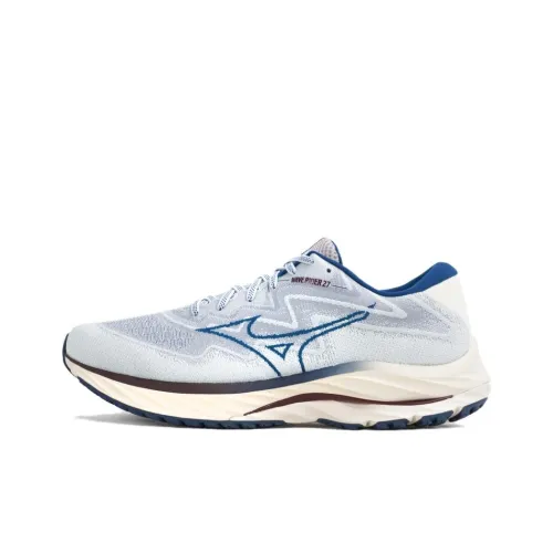 Mizuno Wave Rider 27 Противоскользящие Устойчивые к истиранию Низкий Топ Беговые кроссовки Мужские Синий Белый