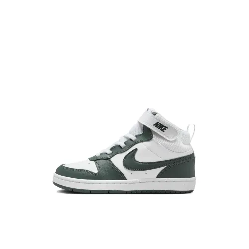 nike Court Borough 2 Slip Resistant Abrasion Resistant MID Топ Детские Скейтбординги Бело-зеленый Детский