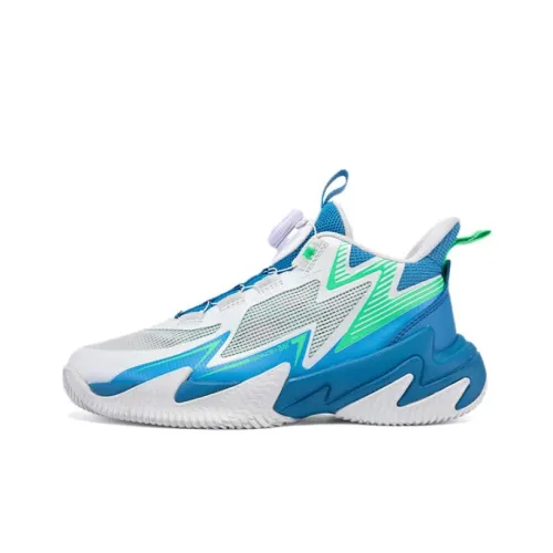 361°KIDS Противоскользящие амортизаторы низкие топы детские баскетбольные кроссовки белые и синие подростковые