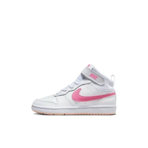 Nike Court Borough MID 2 Anti Slip Slip Resistant MID Топ Детские Скейтбординги Бело-розовый Апельсин