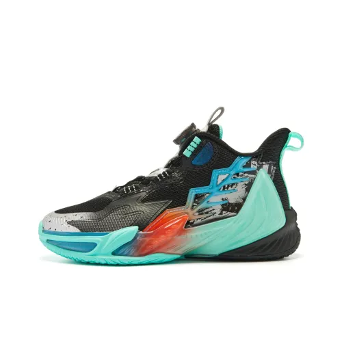 QIAODAN Slip-resistant Амортизация Устойчивость к износу MID Топ Детские Баскетбольные кроссовки Серебристо-черный