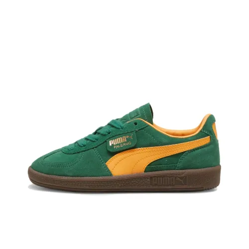 PUMA Palermo Series Детские Скейтбординги Низкий Топ Виноградный Зеленый Цитрусово-оранжевый Школьный возраст