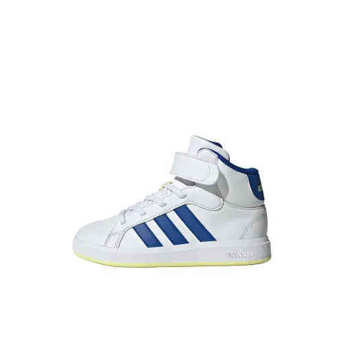 Adidas GRAND COURT MID Топ Детский Скейтбординг Белый Синий Малыш