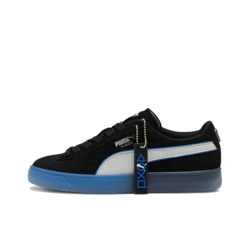 PLAYSTATION X PUMA Suede Series Низкий Топ Детские Скейтбординги Черный Синий Подростки