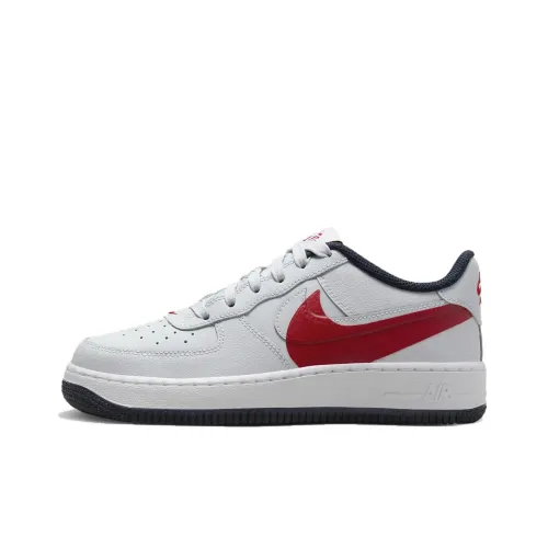 Nike Air FORCE 1 Амортизация Устойчивый к истиранию Дышащий Низкий Топ Детские Скейтбординги Серый Красный