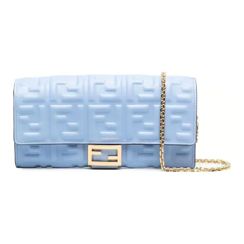 FENDI Baguette Напп Кожа Багет Сумка Кошелек Сумка через плечо Женская Синяя