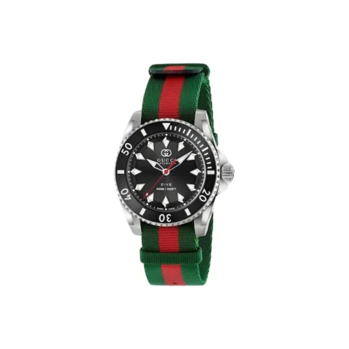 Gucci Dive Collection Часы Автоматический Механический Механизм Нейлоновый Ремешок 40 мм Черный Циферблат Унисекс