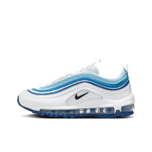 Nike Air Max 97 Амортизация Износостойкий Низкий Топ Детские Беговые Кроссовки Белый Синий Черный Подростки