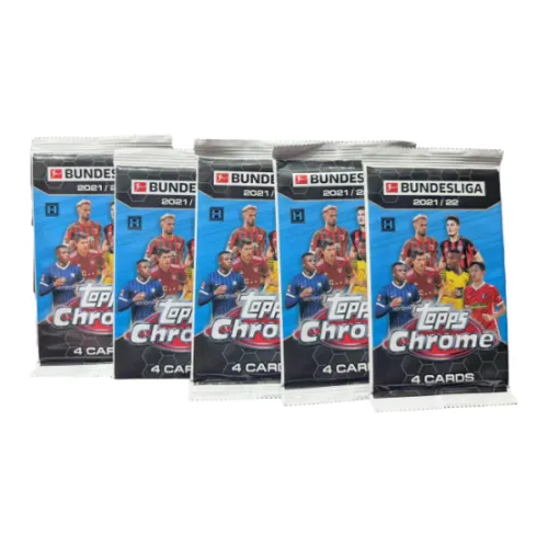 Topps 2021 22 Bundesliga Chrome Hobby Soccer Star Карточки Одинарная упаковка из 5 пачек Спортивные карты Одинарная упаковка