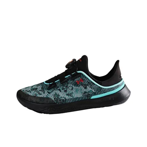 Under Armour Slip-resistant Abrasion-resistant Low-top Training Shoes for Teenagers Black Green