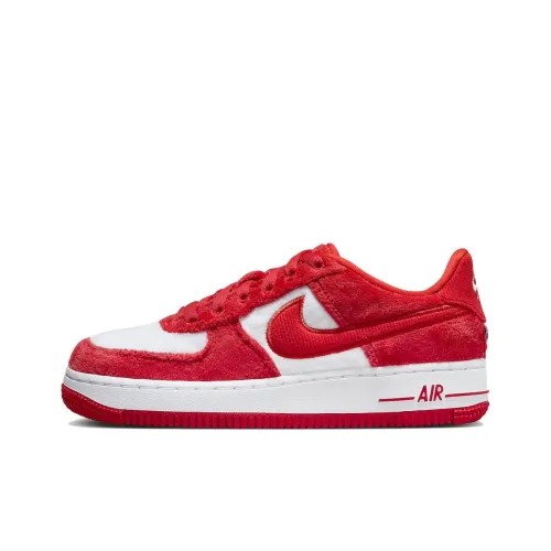 Nike Air FORCE 1 'День святого Валентина' Slip-resistant Abrasion-resistant Low Top Детские Скейтбординги Красный Белый Детский
