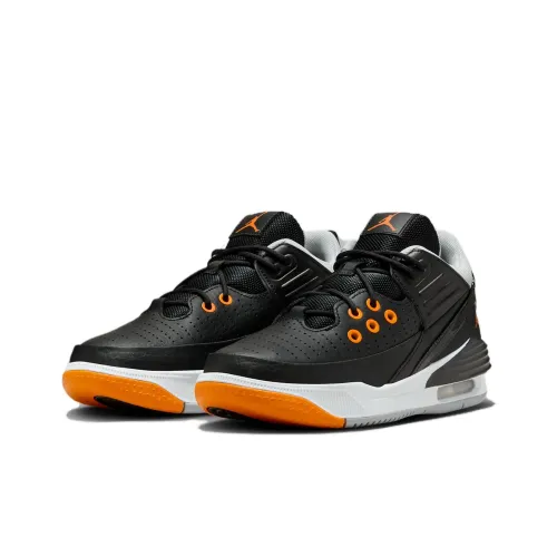 Jordan Max Aura 5 Детские баскетбольные кроссовки Низкий топ Черный Оранжевый Белый Унисекс