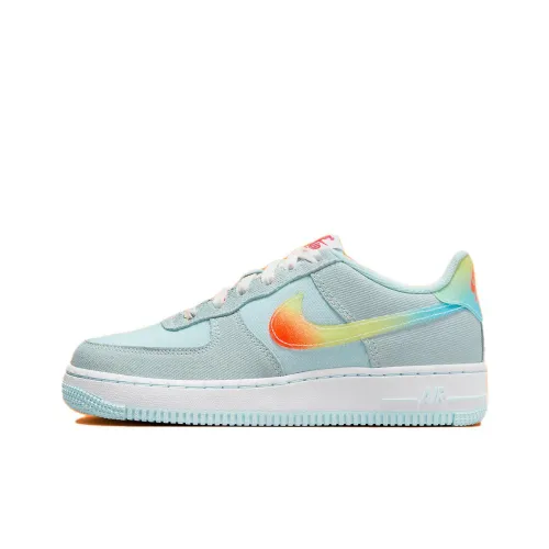Nike Air Force 1 Износостойкий Дышащий Низкий Топ Детские Скейтбординги Синий Подростки