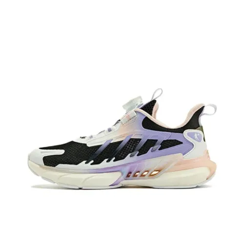 QIAODAN Ветер Концентратор 5 Противоскользящий Устойчивый к износу Низкий Топ Детские Беговые Кроссовки Фиолетовый Черный Подростки