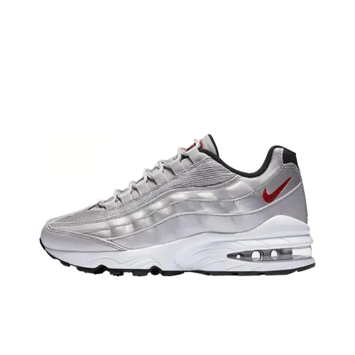 Nike Air Max 95 QS Амортизация Износостойкий Низкий Топ Детские Беговые Кроссовки Металлический Серебристый Подростки