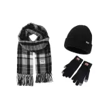 Черный Белый Шарф + Черные Перчатки + Черные Шапки и Кепки