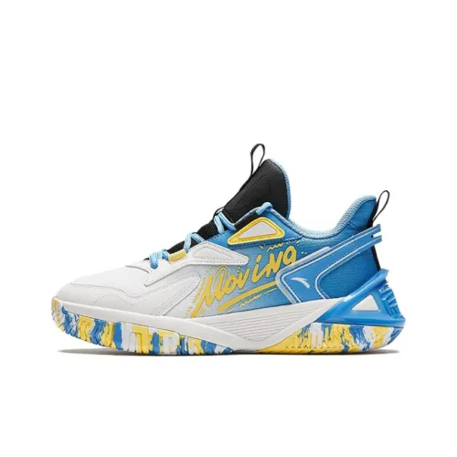 Antakids Slip-resistant Abrasion-resistant Low Top Children's Basketball Shoes Blue White Антакидс Противоскользящие Устойчивые к истиранию Низкие Кеды для баскетбола Детские Синие Белые