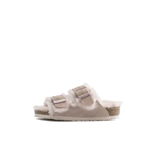 Birkenstock Arizona Shearling Детские домашние тапочки Светло-розовый Узкая версия Малыш