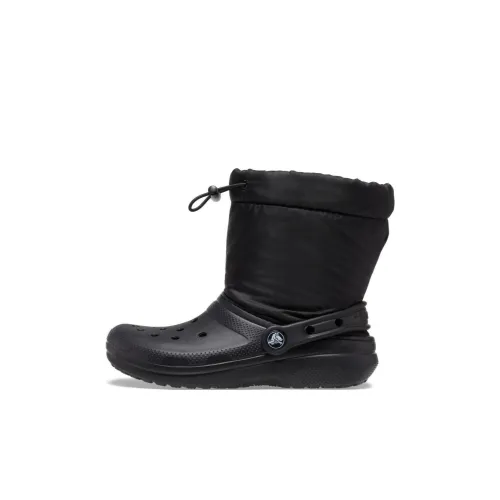 Crocs Classic Lined Амортизация Износостойкий Низкий Верх Детские Ботинки Черные Детские