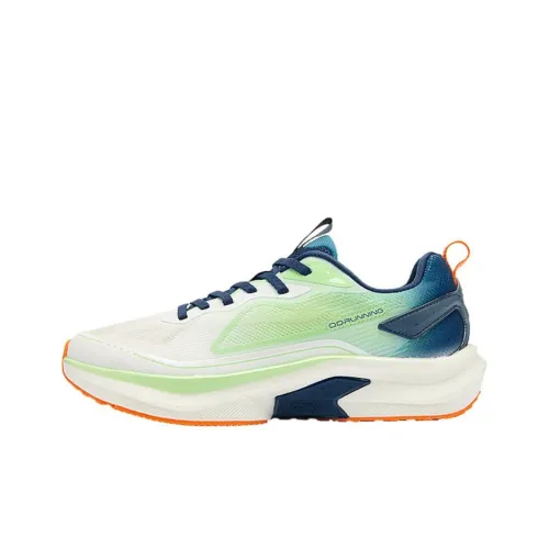 QIAODAN Slip-resistant Abrasion-resistant Low-top Беговые кроссовки Мужские Белый Зеленый Синий