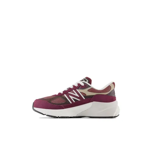 New Balance NB 990 V6 Амортизация Износостойкие Детские Лифтайн Шувы Красно-белые Детские