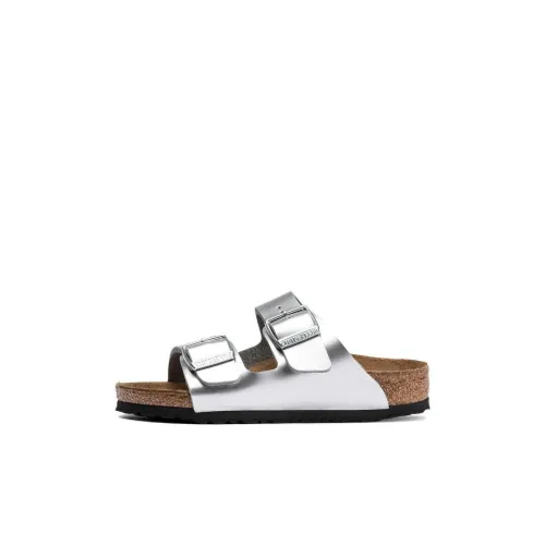 Birkenstock Детские домашние тапочки цвет металлическое серебро стандартный размер для детей