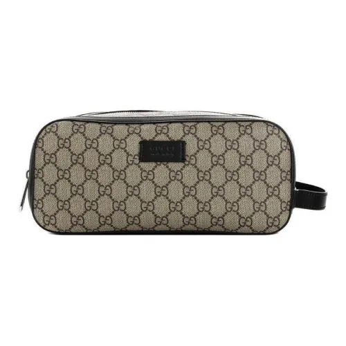 GUCCI GG Supreme Кожа Панельная Холст Клатч Мужской Черный и Бежевый