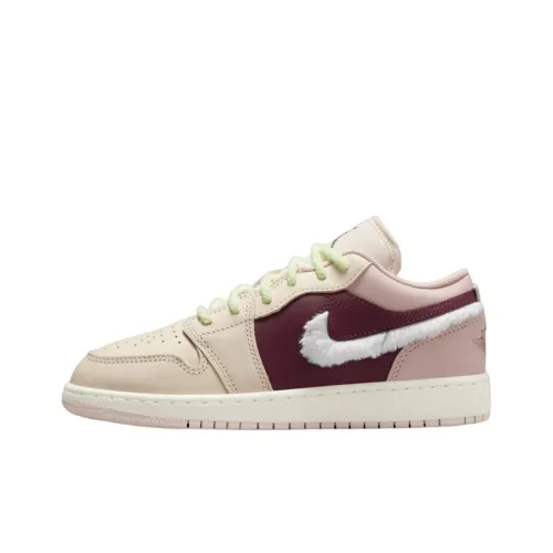 Jordan Air Jordan 1 Противоскользящий Устойчивый к истиранию Низкий Топ Детские Баскетбольные Кроссовки Розовый