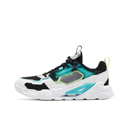 QIAODAN Slip-resistant и дышащие детские повседневные туфли черного и зеленого цвета для подростков