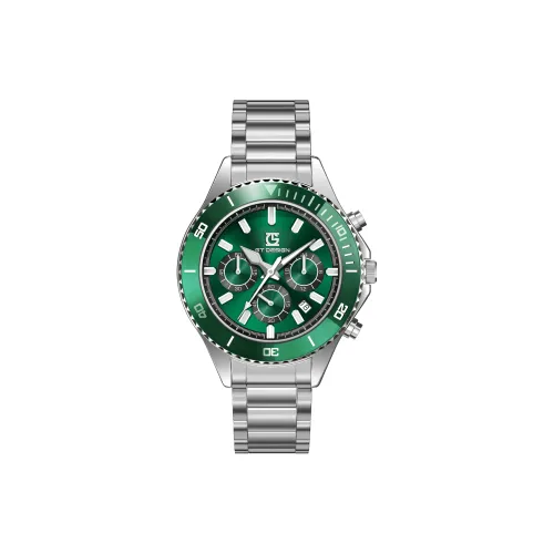 GT DESIGN Кварцевый механизм ремешок из нержавеющей стали мужские часы зеленый циферблат