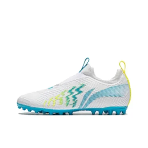 LINING YOUNG Shadow 2 YOUNG MG Искусственный газон Устойчивый к истиранию Амортизаторы Низкий топ Детская футбольная обувь Белый Синий