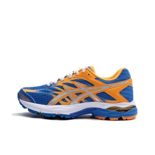 Asics Гель FLUX 4 Поддержка Отскок Дышащий Низкий Топ Детские Беговые Кроссовки Сине-оранжевый Подростки