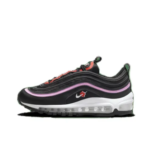 Nike Air Max 97 Амортизация Износостойкий Низкий Топ Детская Беговая Обувь Черный Фиолетовый