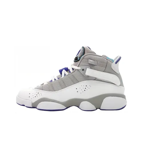 Jordan Air Jordan 6 Кольца GS Противоскользящие Устойчивые к истиранию Низкий Топ Детские Баскетбольные Кроссовки Серый Подростки