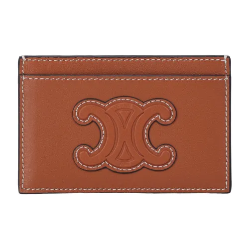 CELINE Triomphe Коровья кожа Держатель для карт кошелек держатель для карт Женские Коричневый