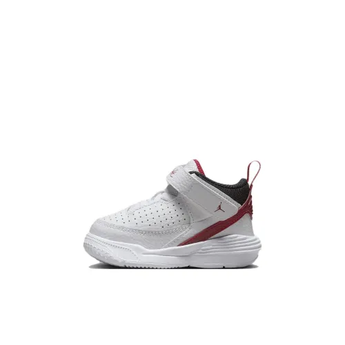 Jordan Max Aura 5 Износостойкий и Легкий MID Топ Обувь для малышей Белый и красный Infant и Toddler