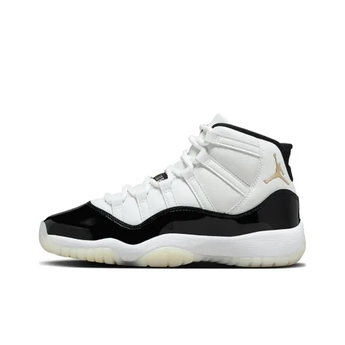 Jordan Air Jordan 11 Детские баскетбольные кроссовки MID Топ Белый/Металлик/Черный Унисекс