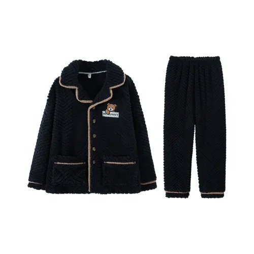 Qiao Ni Tong Пижамный комплект Мужской Черный Серый