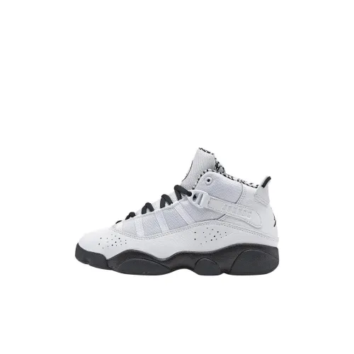 Jordan Air Jordan 6 Кольца Противоскользящие Устойчивые к износу MID Топ Детские Баскетбольные кроссовки Белый