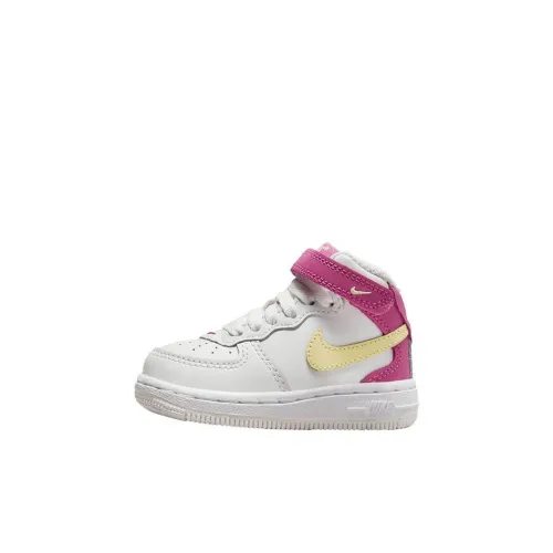 Nike Air Force 1 Амортизация Износостойкий MID Топ Обувь для малышей Белый Желтый Фиолетовый Infant And Toddler