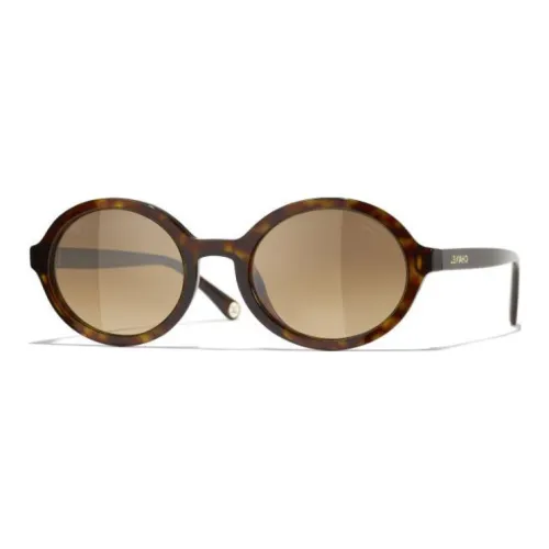 CHANEL Смола Круглые Солнцезащитные очки Унисекс Черепаховый