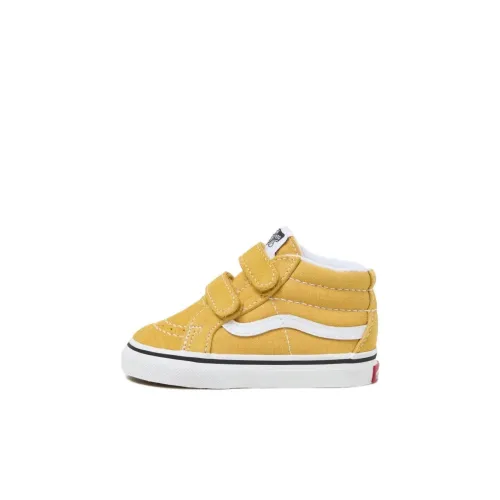 Vans SK8 Амортизация Износостойкий MID Топ Обувь для малышей Желтый Белый Infant и Toddler